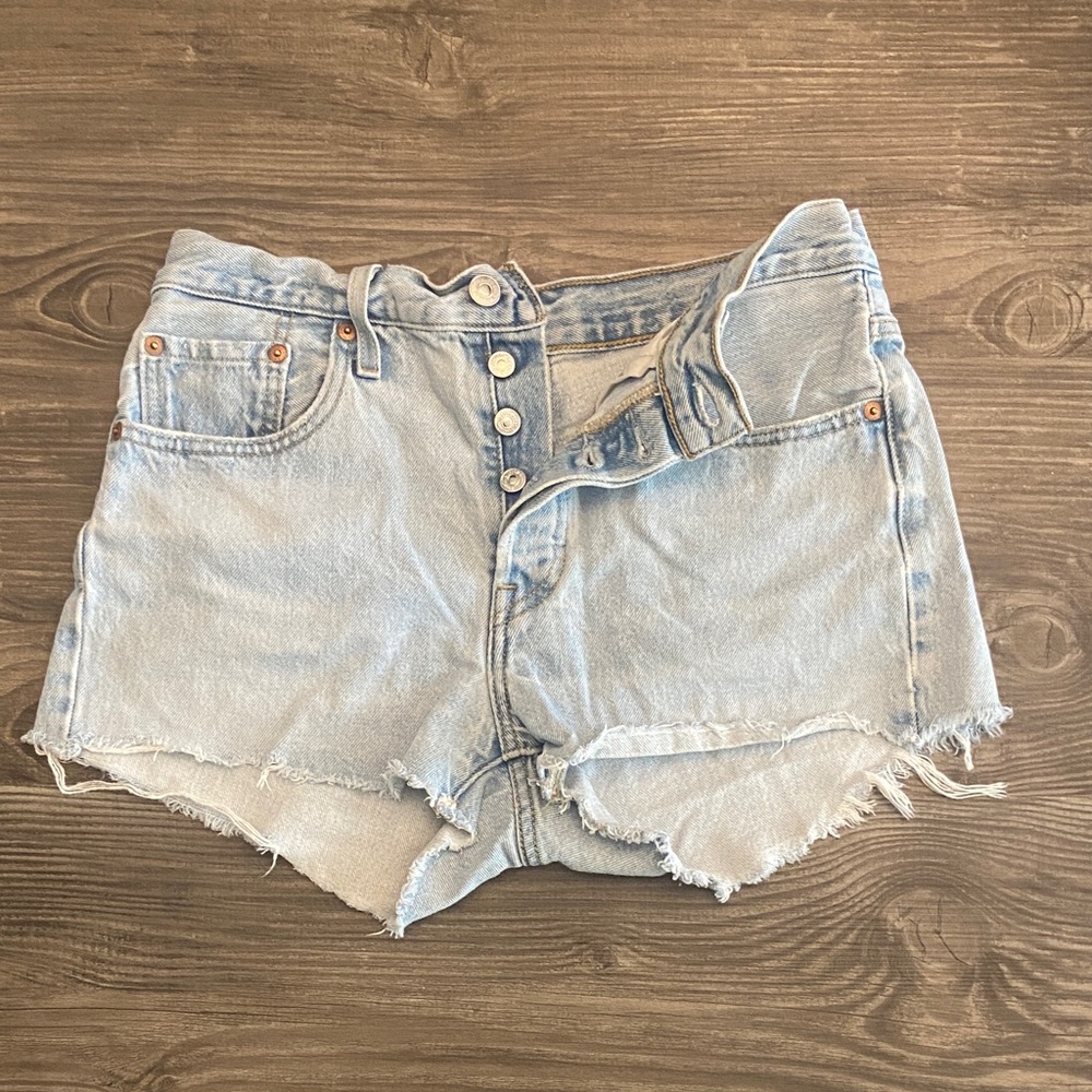 Levi's Light Wash Distressed Jean Shorts